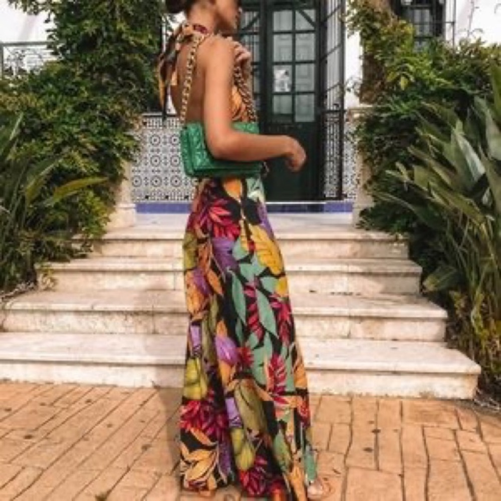ZARA LONG PRINT JUMPSUIT - Picture 8 of 10